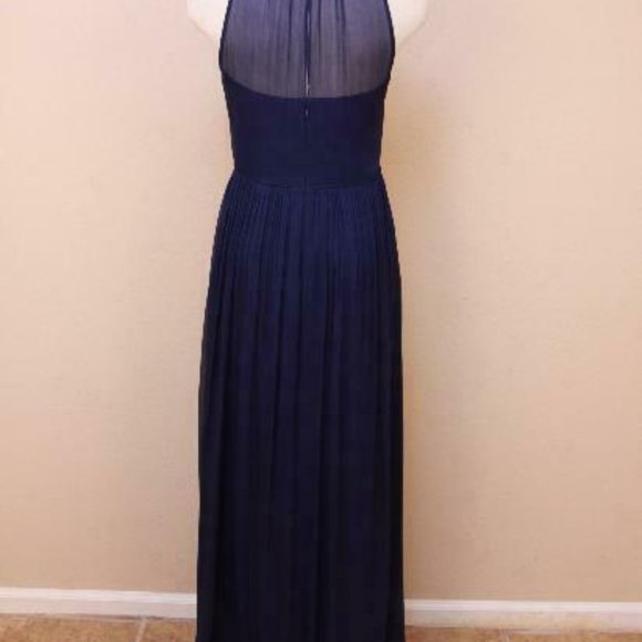 J Crew Megan Long Dress in Silk Chiffon Dark Cove - Picture 4 of 6